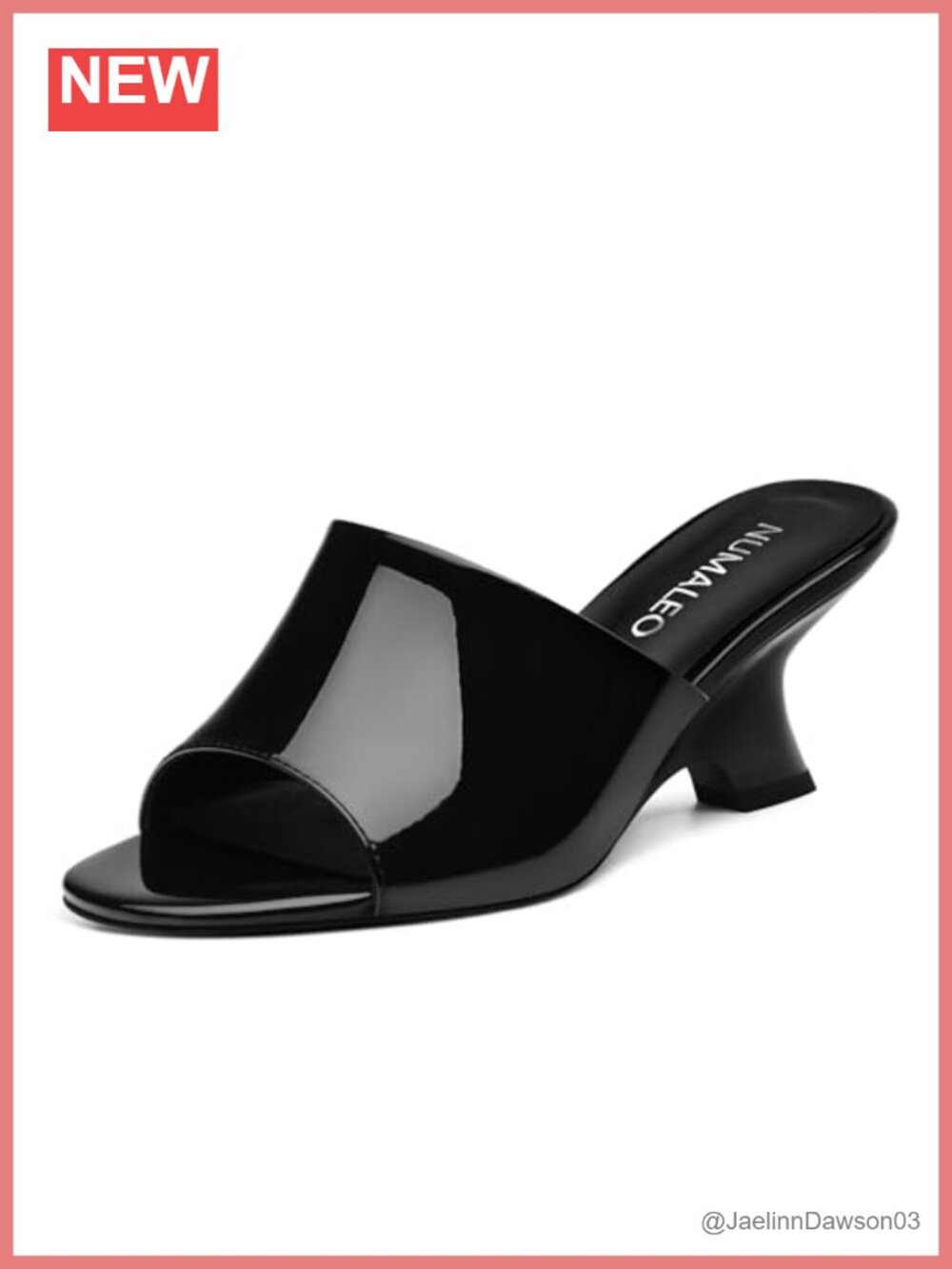 Women's Kitten Heel Wedge Slide Sandals Patent Leather Non-Slip Party Shoes